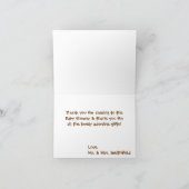 ありがとうございました双子の赤ちゃん女の子フクロウベビーシャワーノートカード サンキューカード (内部)