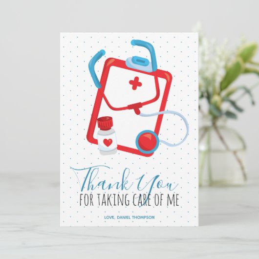 ありがとうございました聴診器ピルズナースドクター サンキューカード (スタンド正面)