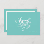 ありがとうございますティール（緑がかった色）カード 招待状 (正面/裏面)
