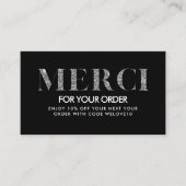 ありがとうございますトレンディーエレガントグリッターメルシディスカウント 名刺 (正面)