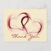 ありがとうございますハートのピンクと赤のあいさつはがき ポストカード (正面)
