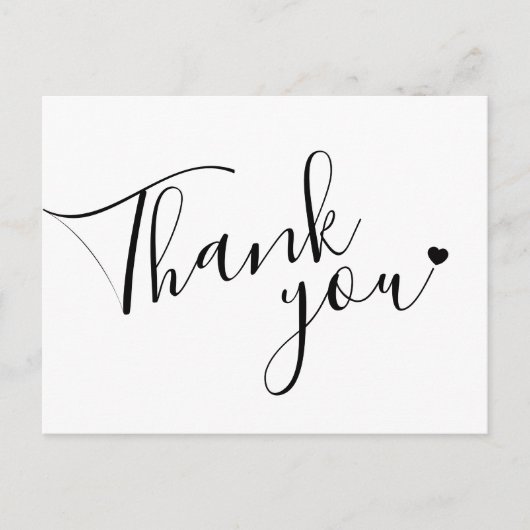 ありがとうございますハートスクリプ結婚ト白黒 ポストカード (正面)