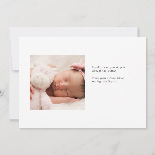 ありがとうございますハートフォトベビーのお知らせ 案内状 (裏面)