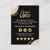 ありがとうございますプロフェッショナルブラック金ゴールド挿入カード 名刺 (裏面)