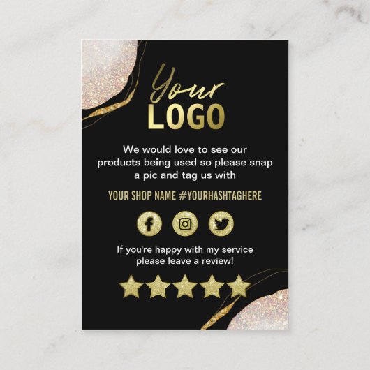 ありがとうございますプロフェッショナルブラック金ゴールド挿入カード 名刺 (裏面)
