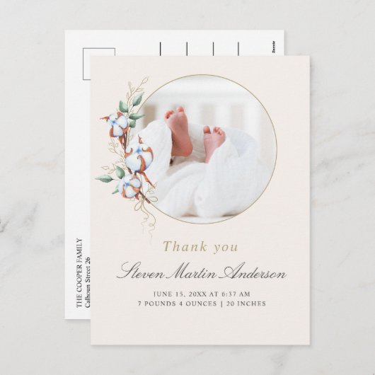 ありがとうございますベビー写真誕生のお知らせ シーズンポストカード (正面/裏面)