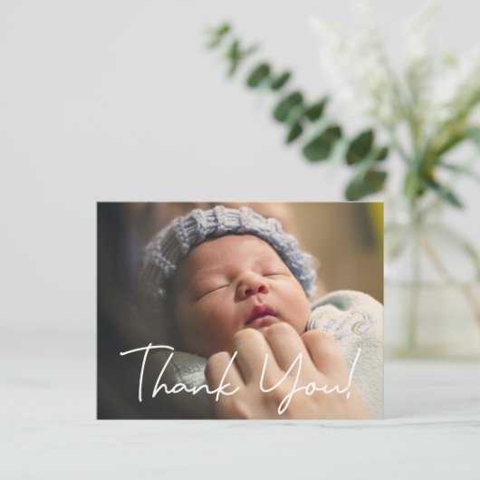 ありがとうございますベビー写真誕生のお知らせ ポストカード (スタンド正面)