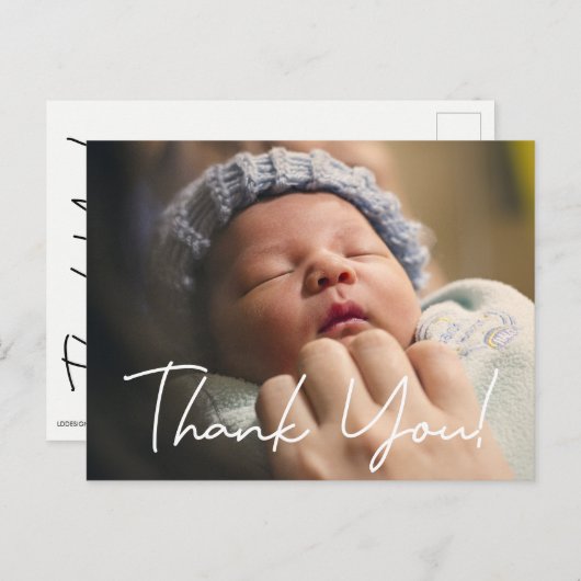 ありがとうございますベビー写真誕生のお知らせ ポストカード (正面/裏面)