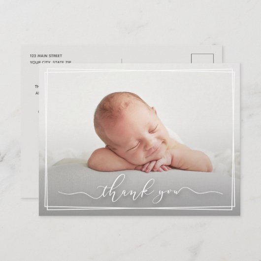 ありがとうございますベビー写真誕生のお知らせ ポストカード (正面/裏面)