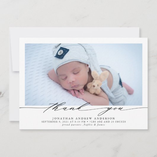ありがとうございますベビー誕生写真コラージュのお知らせ 案内状 (正面)