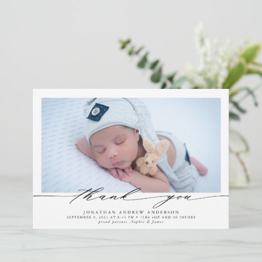 ありがとうございますベビー誕生写真コラージュのお知らせ 案内状 (スタンド正面)