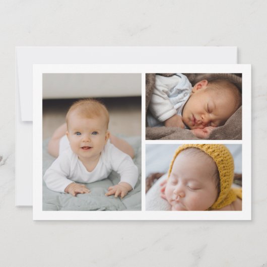 ありがとうございますベビー誕生写真コラージュのお知らせ 案内状 (裏面)