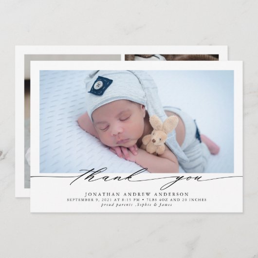 ありがとうございますベビー誕生写真コラージュのお知らせ 案内状 (正面/裏面)