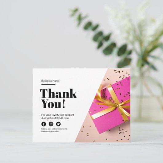 ありがとうございますロイヤリティ割引顧客ギフトビジネス 案内ポストカード (スタンド正面)