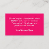 ありがとうございます名刺テンプレートホットピンク明るい赤紫色 名刺 (裏面)