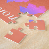 ありがとうございます秋の葉の模様葉のピンクオレンジ ジグソーパズル (側面)