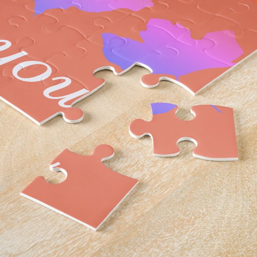 ありがとうございます秋の葉の模様葉のピンクオレンジ ジグソーパズル (側面)