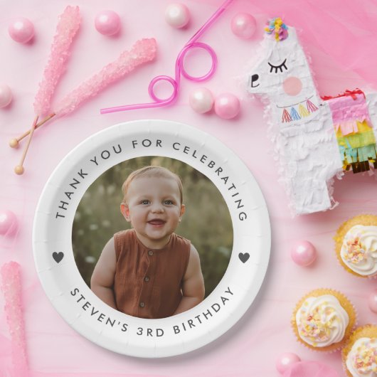 ありがとうございます誕生日写真 ペーパープレート (パーティー)
