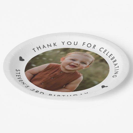 ありがとうございます誕生日写真 ペーパープレート (アングル)