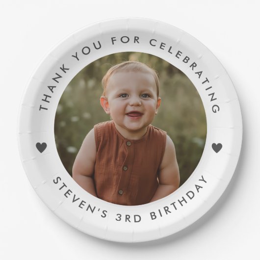 ありがとうございます誕生日写真 ペーパープレート (正面)