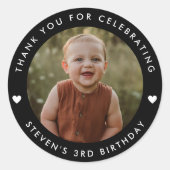 ありがとうございます誕生日写真 ラウンドシール (正面)