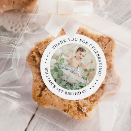 ありがとうございます誕生日写真 ラウンドシール