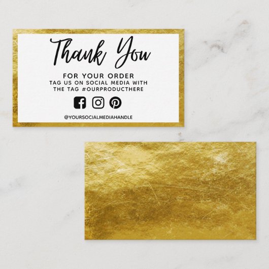 ありがとうございます金ゴールドトレンディーサロン 名刺 (正面/裏面)