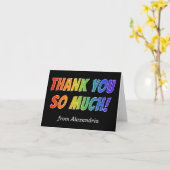 「ありがとうございます！」:おもしろい、レインボーカラフルルック カード (黄色い花)