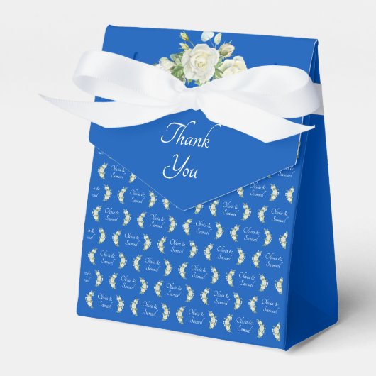 ありがとうございます。コバルトブルー＆ホワイトに名前を追加してください フェイバーボックス (正面サイド)