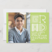 ありがとうございます | ネオン緑の卒業発表カード 招待状 (裏面)