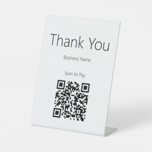 ありがとうございます ビジネス ホワイト ブラック QRコード 支払い用 台座サイン