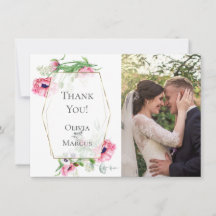 ありがとうございます | ピンクのポピー Botanical フォトフレーム