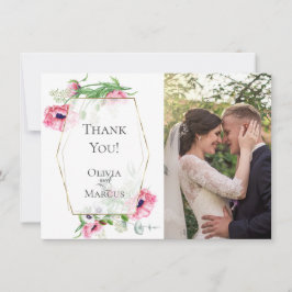 ありがとうございます | ピンクのポピー Botanical フォトフレーム サンキューカード