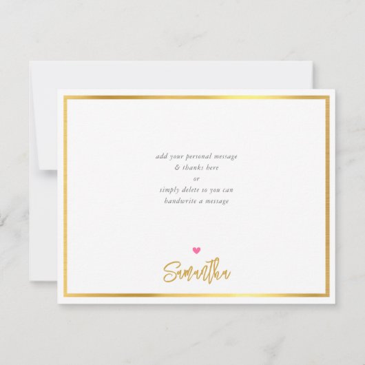 ありがとうございます モダンで素敵なピンクゴールドの白い文字 サンキューカード (裏面)