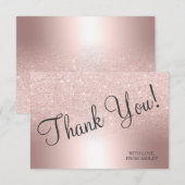 ありがとうございます ローズゴールド グリッター オンブレ メタリック フォイル サンキューカード (正面/裏面)