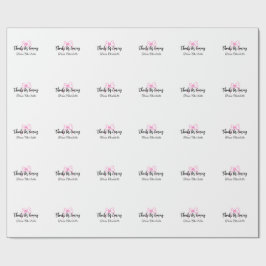 ありがとうございます　名前を追加 テキスト メッセージ ピンクの蝶ネクタイ f ラッピングペーパー