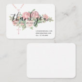 ありがとうございます、宗教色のピンク色のバラ 名刺 (正面/裏面)
