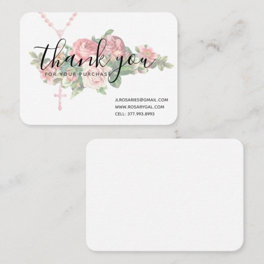ありがとうございます、宗教色のピンク色のバラ 名刺 (正面/裏面)
