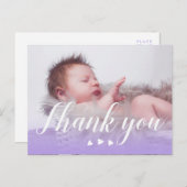 ありがとうございます。 | 新生児 | 紫とハート ポストカード (正面/裏面)