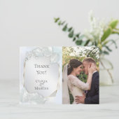 ありがとうございます | 氷の青 シャンパー フォト フレーム サンキューカード (スタンド正面)