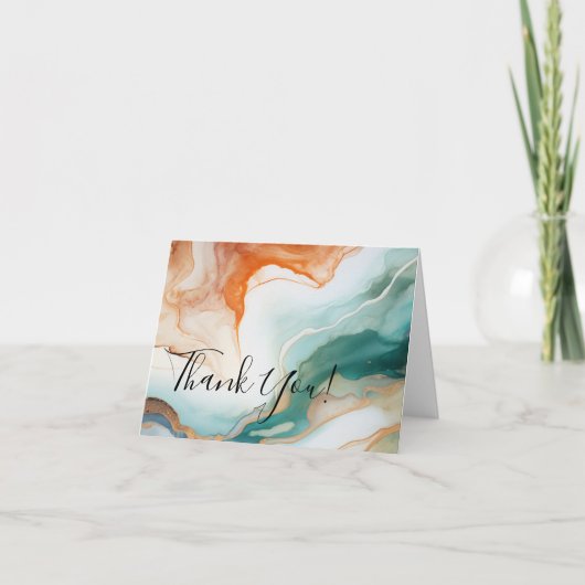 ありがとうございます | 現代的な抽象的なアゲートジェイドテラコッタ サンキューカード (正面)