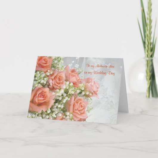 ありがとうございます、義理の母へ。 ローズ、スズラン サンキューカード (正面)