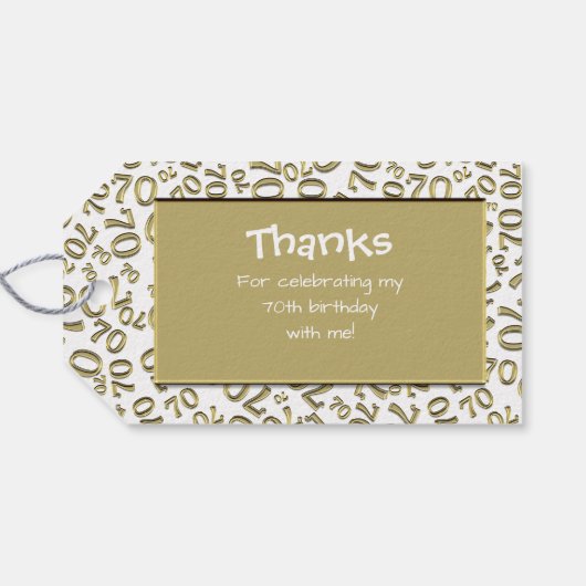 ありがとうございます。 | 70番目の乱数パターン金ゴールド白 ギフトタグ (裏面横)