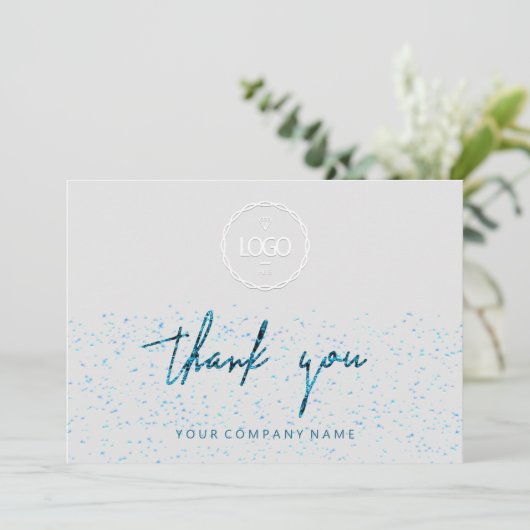 ありがとうございますScript Business Insert Logo Blue Gray 招待状 (スタンド正面)