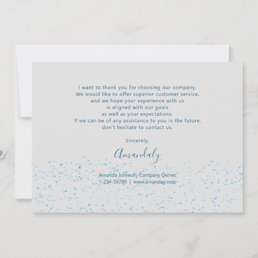 ありがとうございますScript Business Insert Logo Blue Gray 招待状 (裏面)