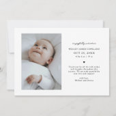 ありがとうごタイポグラフィ誕生発表写真 案内状 (裏面)