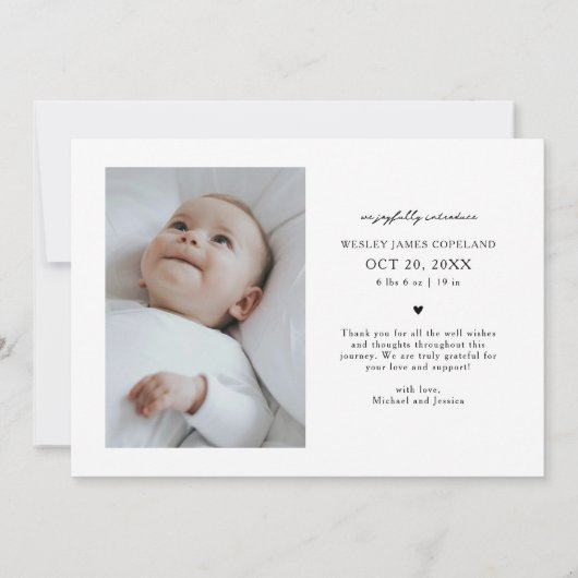 ありがとうごタイポグラフィ誕生発表写真 案内状 (裏面)