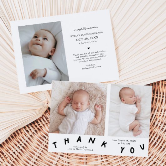 ありがとうごタイポグラフィ誕生発表写真 案内状