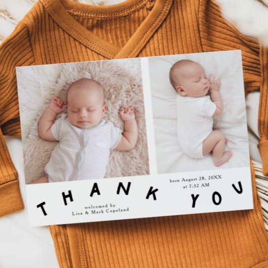 ありがとうごタイポグラフィ誕生発表写真 案内状