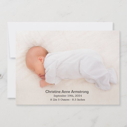 ありがとうごハート氏名Birth Announcement Card 招待状 (裏面)